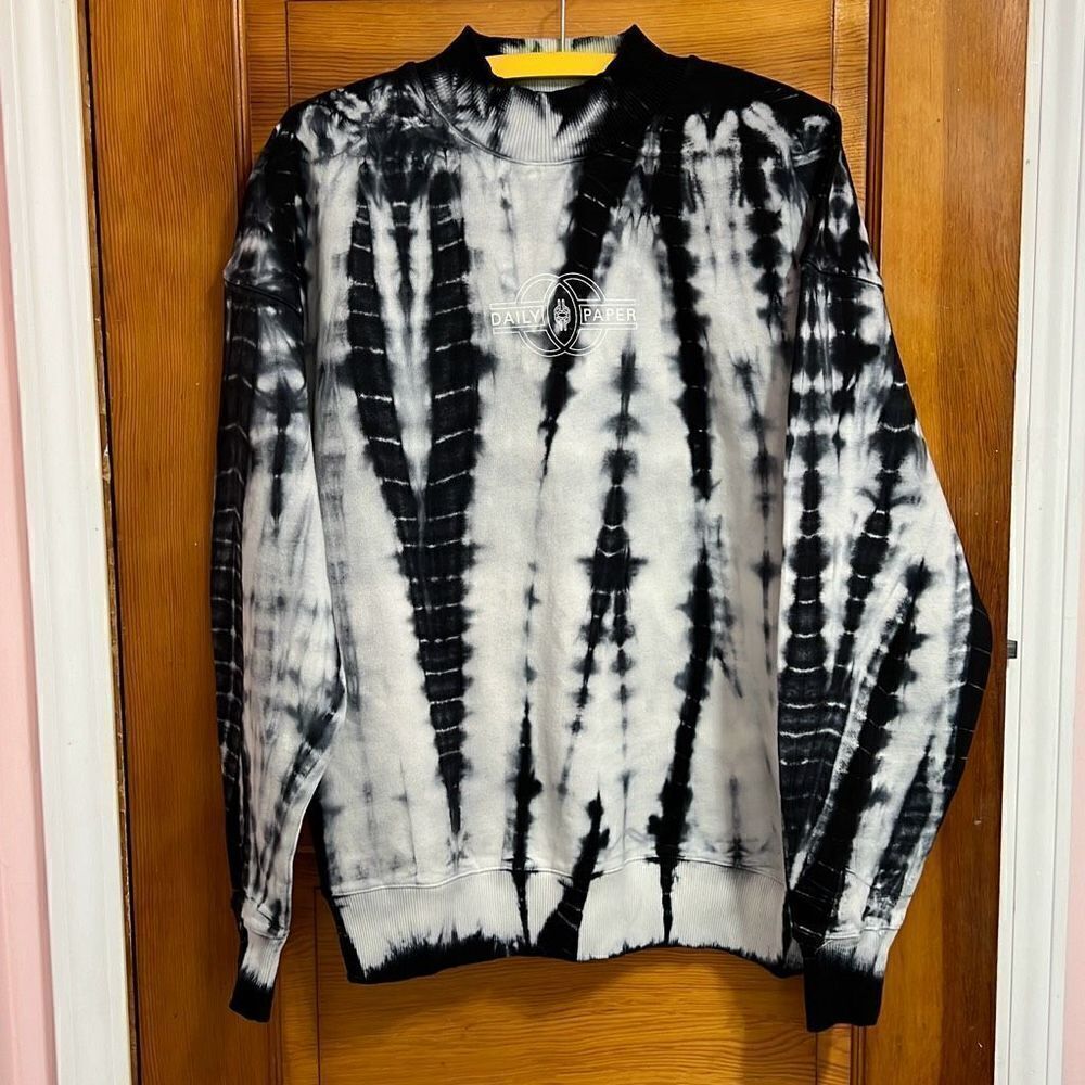 Daily Paper Black White Tie Dye Chakra Psychic Sense Crewneck Sweatshirt Men’s X